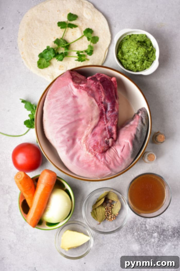 Fresh cow tongue ready for cooking