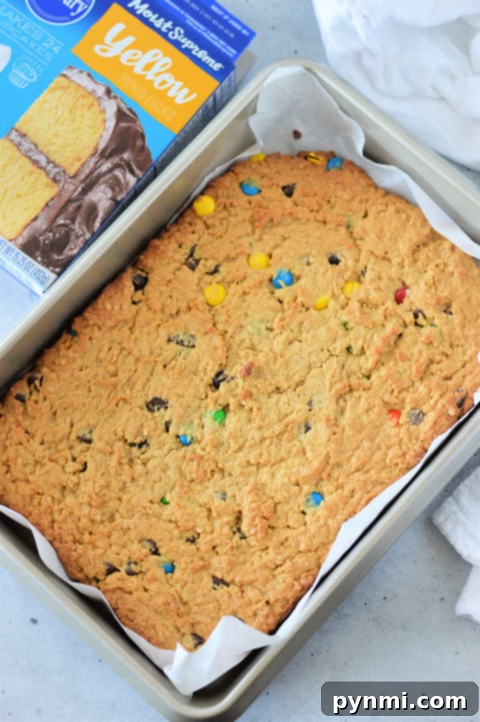 Effortless Cake Mix Cookie Bars 6 M&M Cookie Bars
