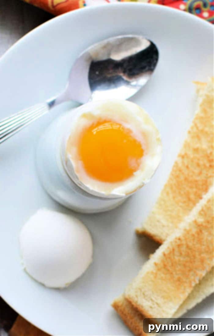 Air Fryer Soft Boiled Eggs with runny yolk