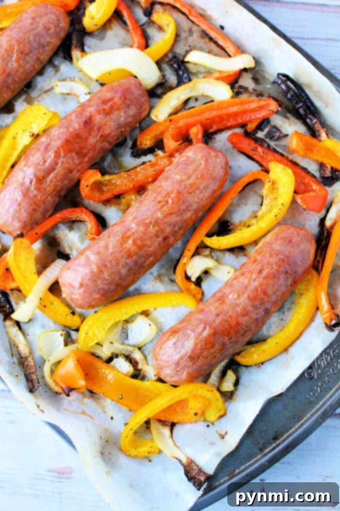 How to Cook Sausage in Oven - Sheet Pan Italian Sausage with Peppers and Onions