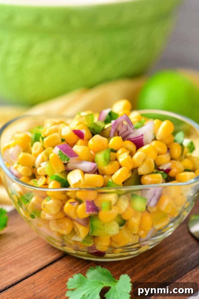 Homemade Chipotle Corn Salsa 8 Large bowl of Chipotle Restaurant Corn Salsa with fresh ingredients