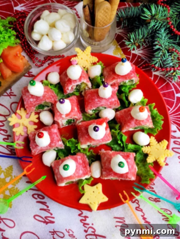 Zesty Salami Pickle Pinwheels 7 Salami Roll Ups Displayed