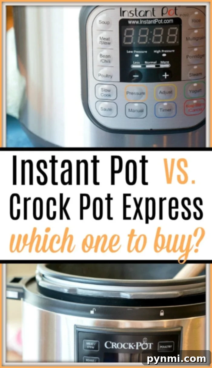 Instant Pot vs Crock Pot Express: A comprehensive comparison for home cooks.