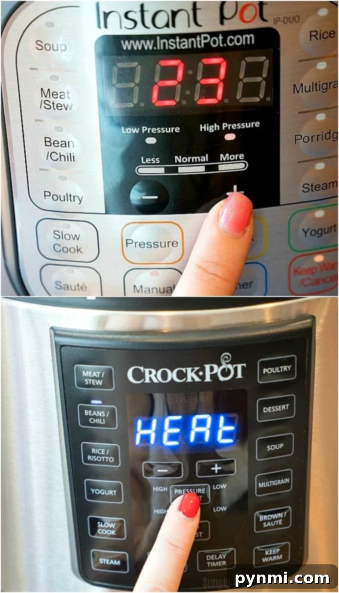 Instant Pot vs Crock Pot Express: A comparison of control panels and preset functions for each multi-cooker.