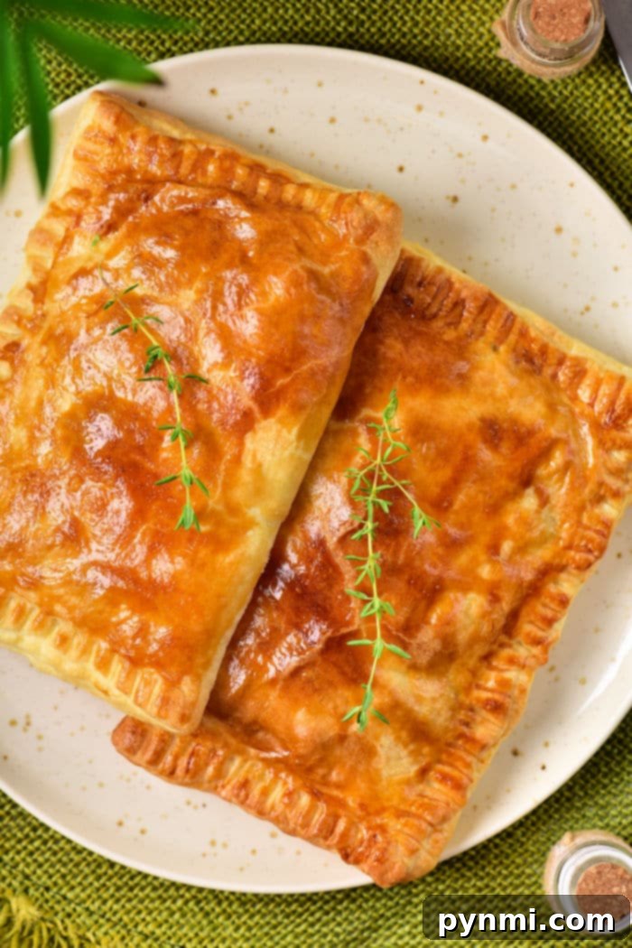 Golden brown Air Fryer Chicken Pot Pie Puff Pastry with a savory filling, perfect for a quick dinner or appetizer.