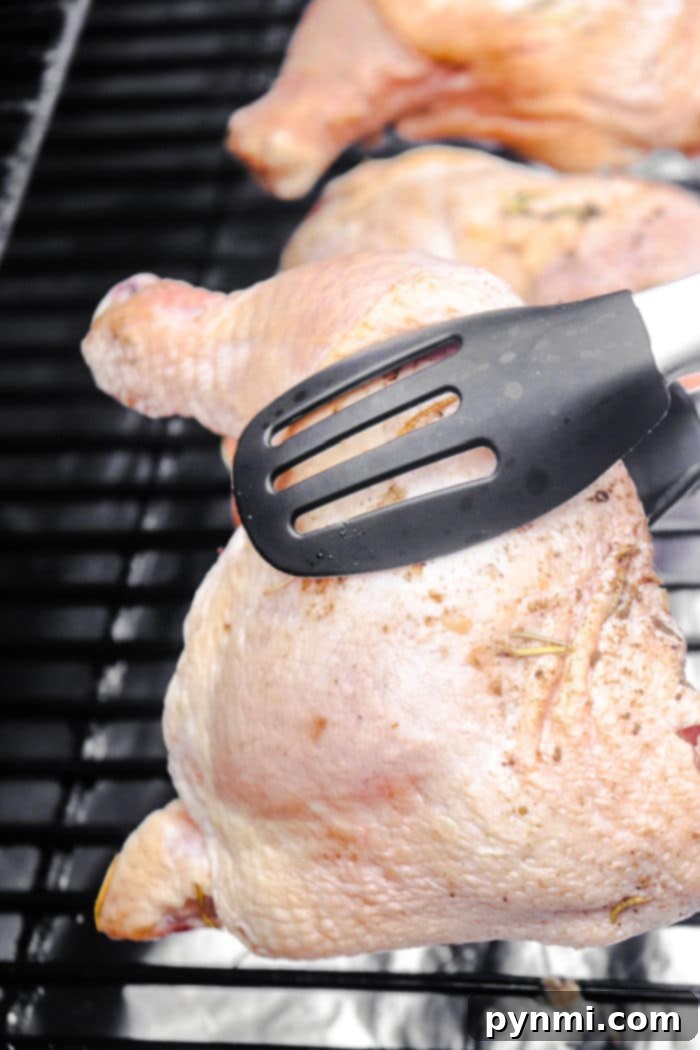 Freshly Smoked Traeger Chicken Quarters on a Plate