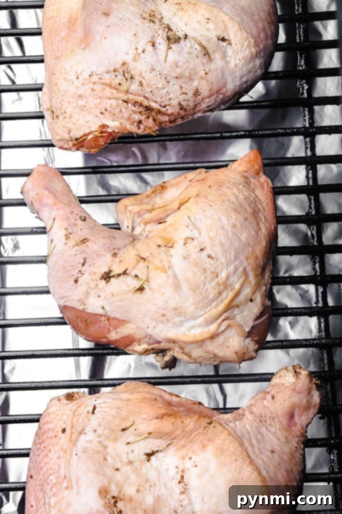 Juicy and Tender Chicken Leg Quarters 6 How to Cook Chicken Legs and Thighs - Smoked chicken leg quarters, tender and flavorful, ready to be served.