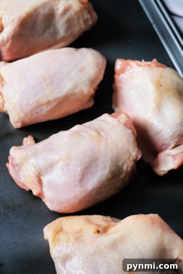 Perfectly Glazed Oven Baked BBQ Chicken Thighs 3 How to Bake BBQ Chicken Thighs in Oven - a close-up of the crispy skin and delicious glaze