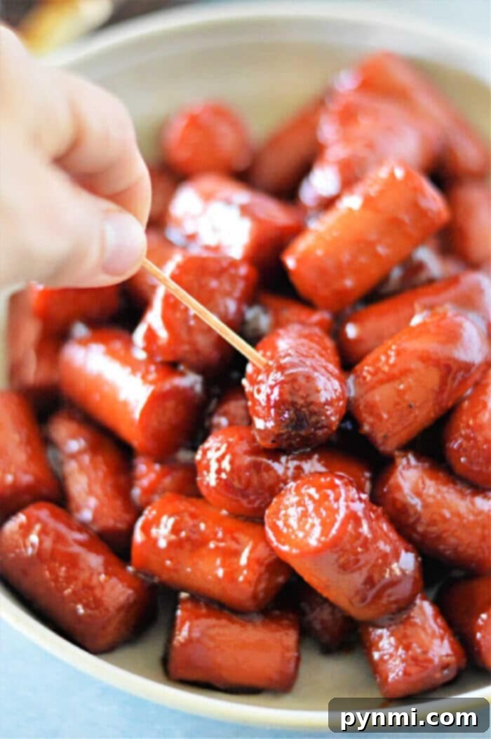 Hot Dog Burnt Ends Oven Recipe - Sweet and Sticky Appetizer