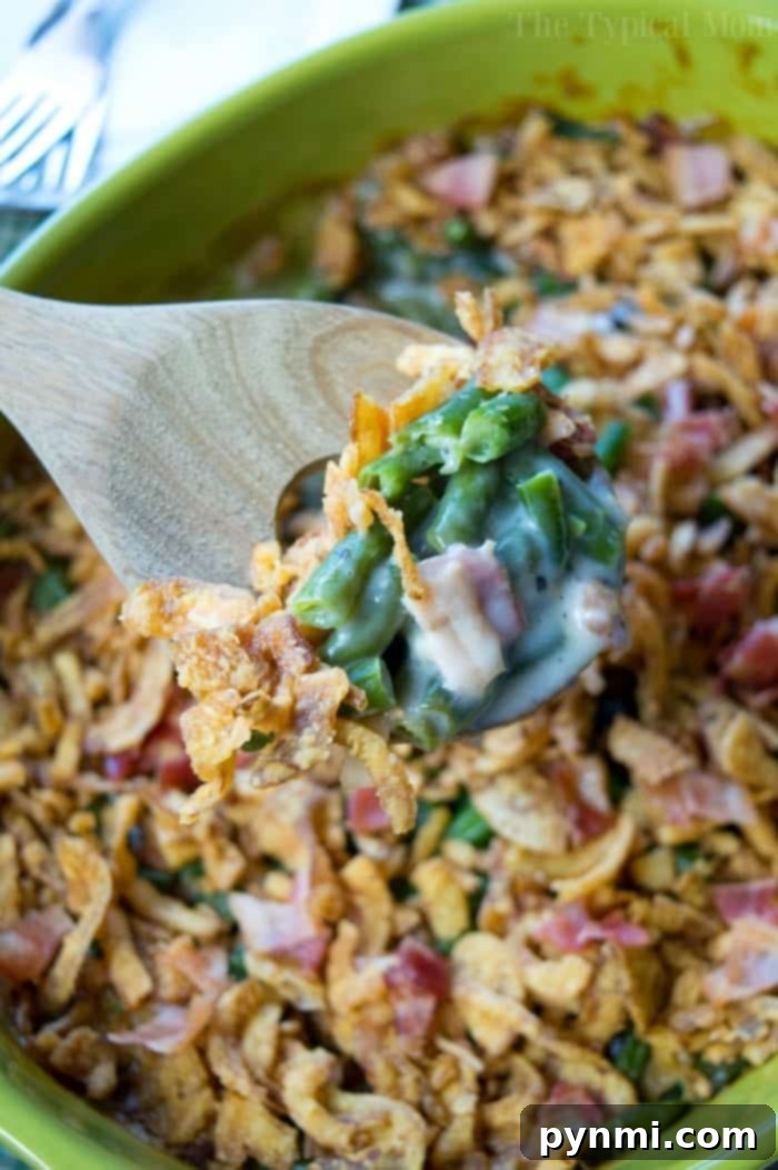 Easy Green Bean Casserole with Crispy Bacon and French Fried Onions