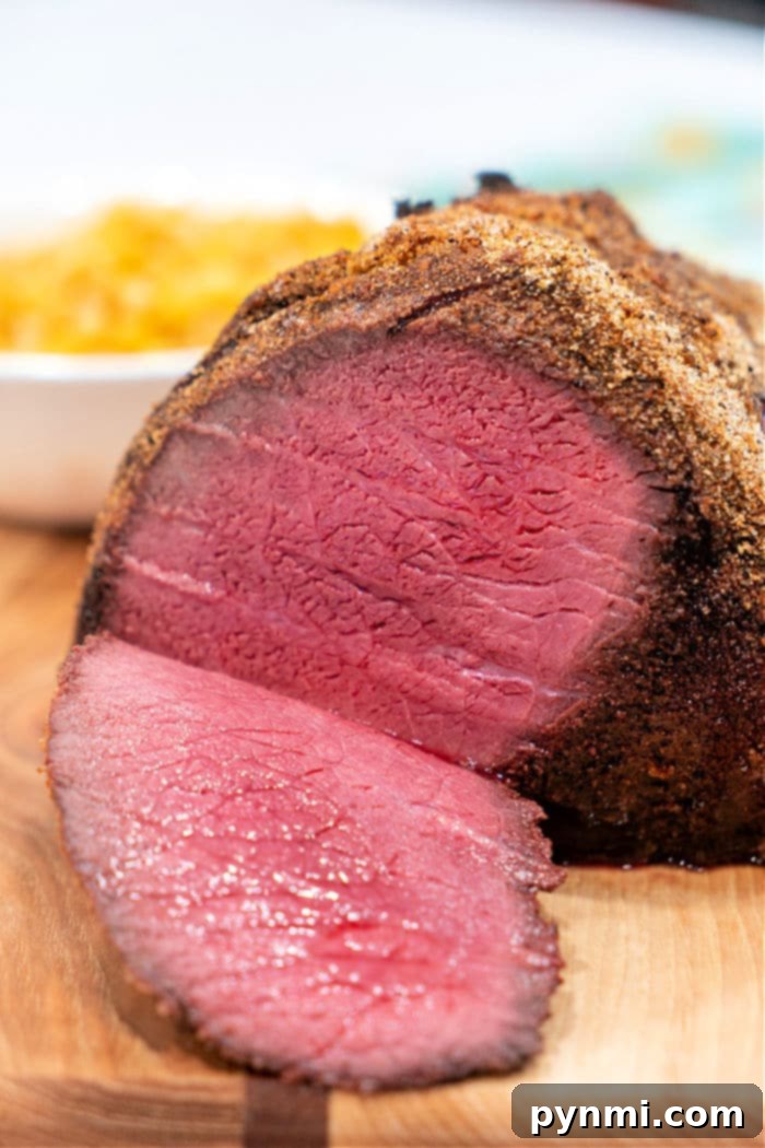 Top Round Roast Medium Rare with a perfectly pink center