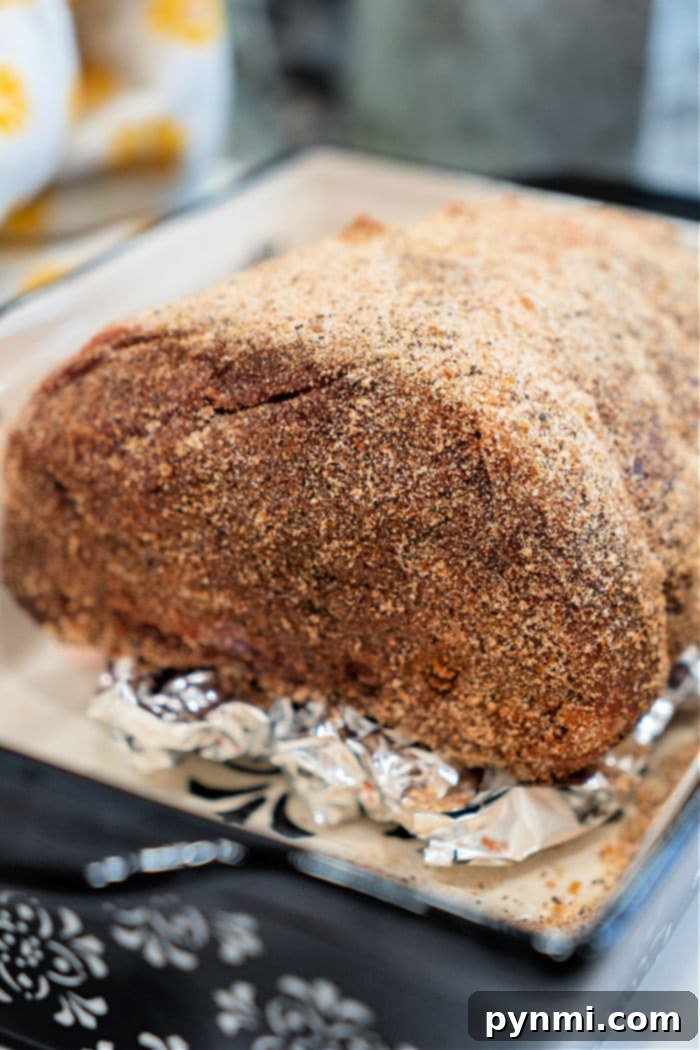 Beef Top Round Roast sliced and ready to serve