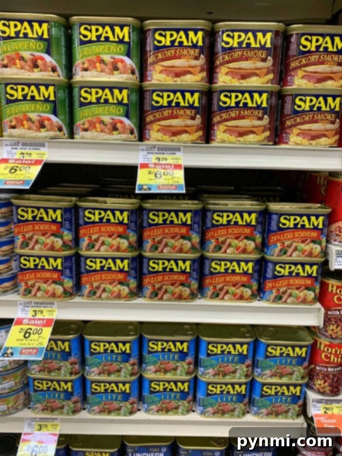 Crispy fried Spam slices ready to be served