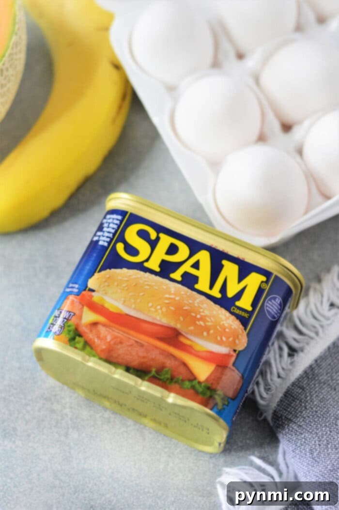 How to Fry Spam in a skillet with a can of Spam in the background