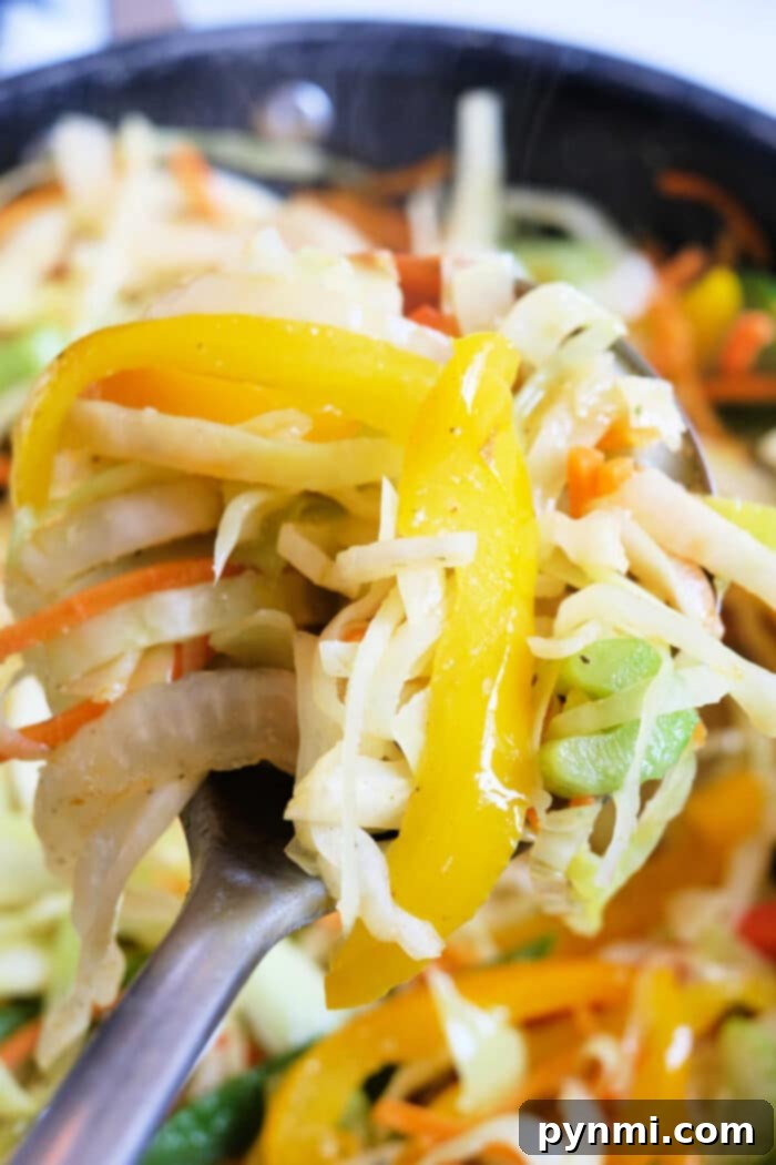 Vibrant Jamaican Cabbage 6 Jamaican spicy cabbage recipe, bright and appealing.