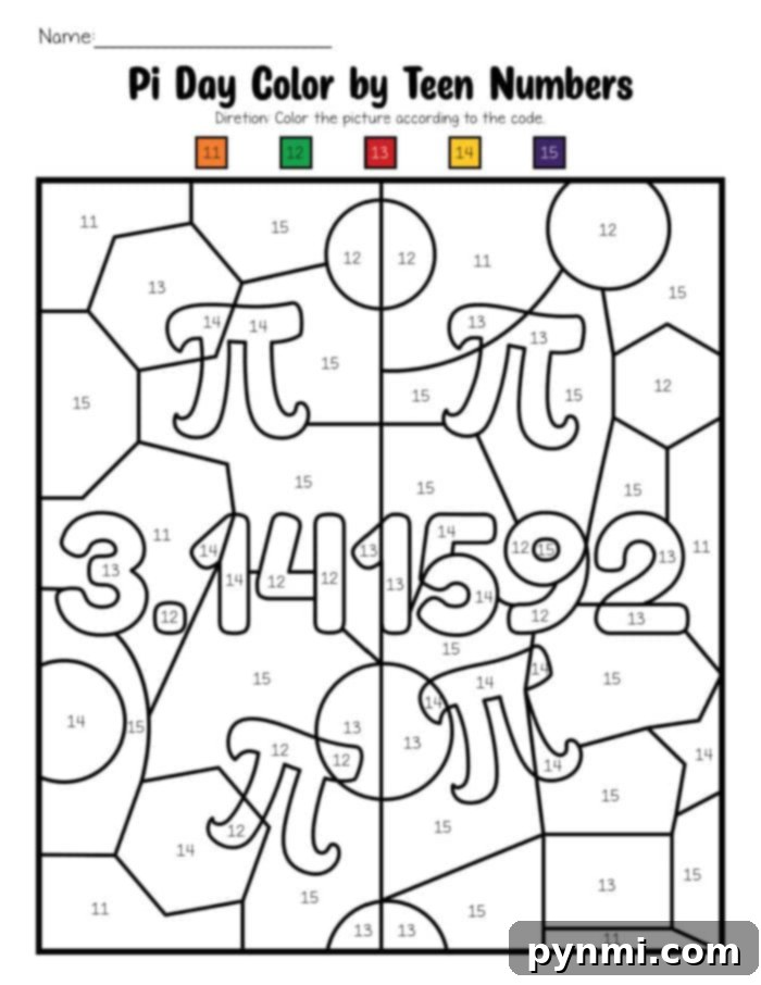 Pi Day Color by Number
