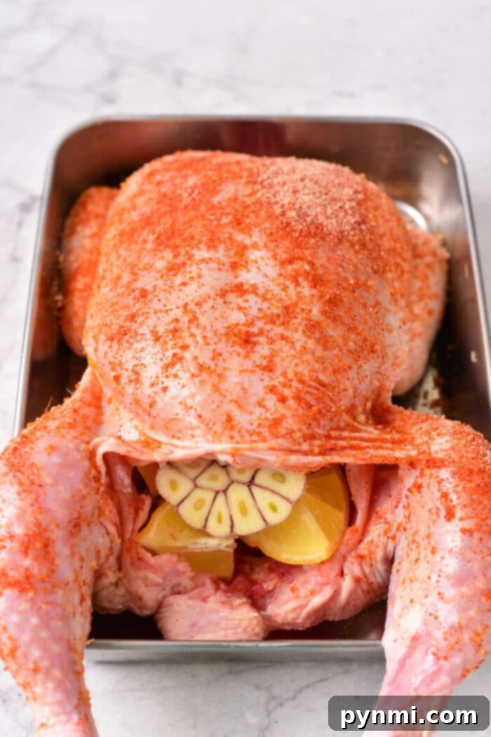 Savory Stuffed Whole Chicken 4 Garlic Stuffed Whole Chicken, infused with lemon and herbs