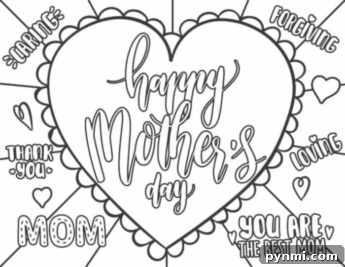 Creative Coloring Pages for Mom's Special Day 3 A selection of free Mother's Day coloring pages ready to print