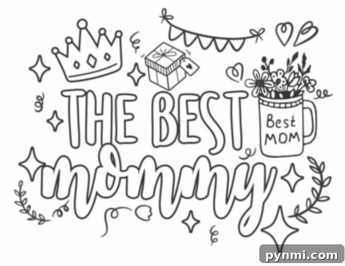 Creative Coloring Pages for Mom's Special Day 6 A child coloring a 'Best Mom' themed page for Mother's Day