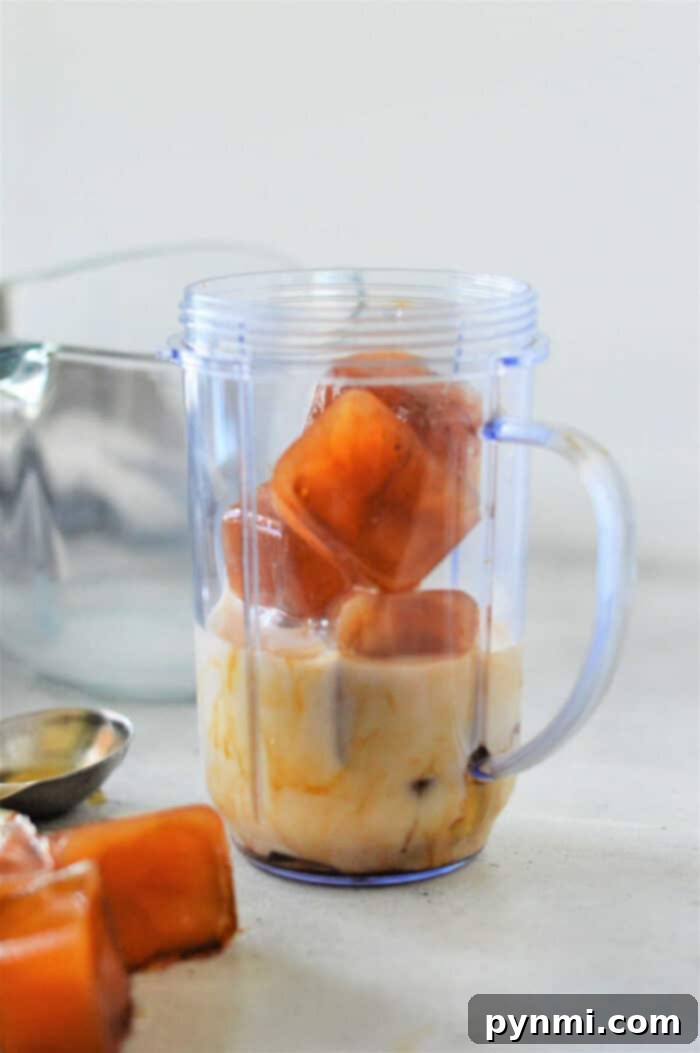 A glass of skinny frozen coffee, demonstrating a healthier yet equally delicious option.