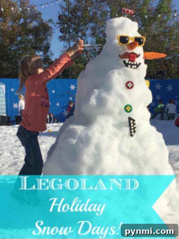 Legoland Holiday Snowfest 2 Families enjoying Legoland Holiday Snow Days with festive decorations and a joyful atmosphere.