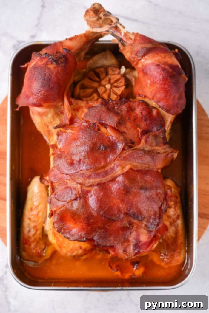 Gourmet Bacon-Wrapped Stuffed Chicken 8 Platter of bacon wrapped stuffed chicken pieces, garnished and ready to serve