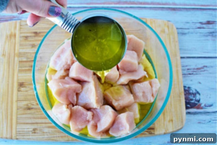 Cubed Chicken for Skewers