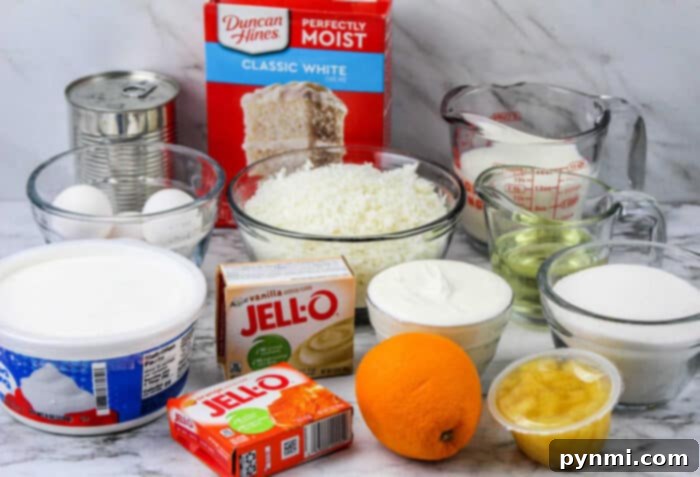 Aloha Bliss Cake 3 Hawaiian Pineapple Cake Recipe: A slice of vibrant orange cake with creamy white filling and tropical garnish.