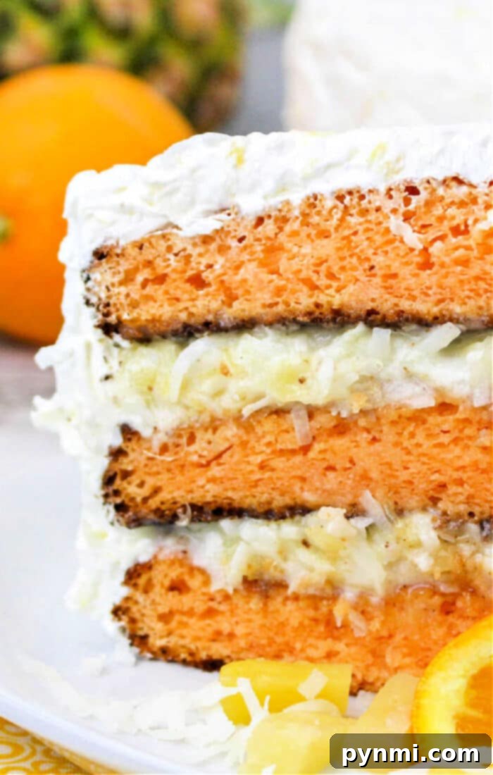 Aloha Bliss Cake 5 Hawaiian Cake: A moist layered cake with pineapple and coconut flavors, perfect for summer.