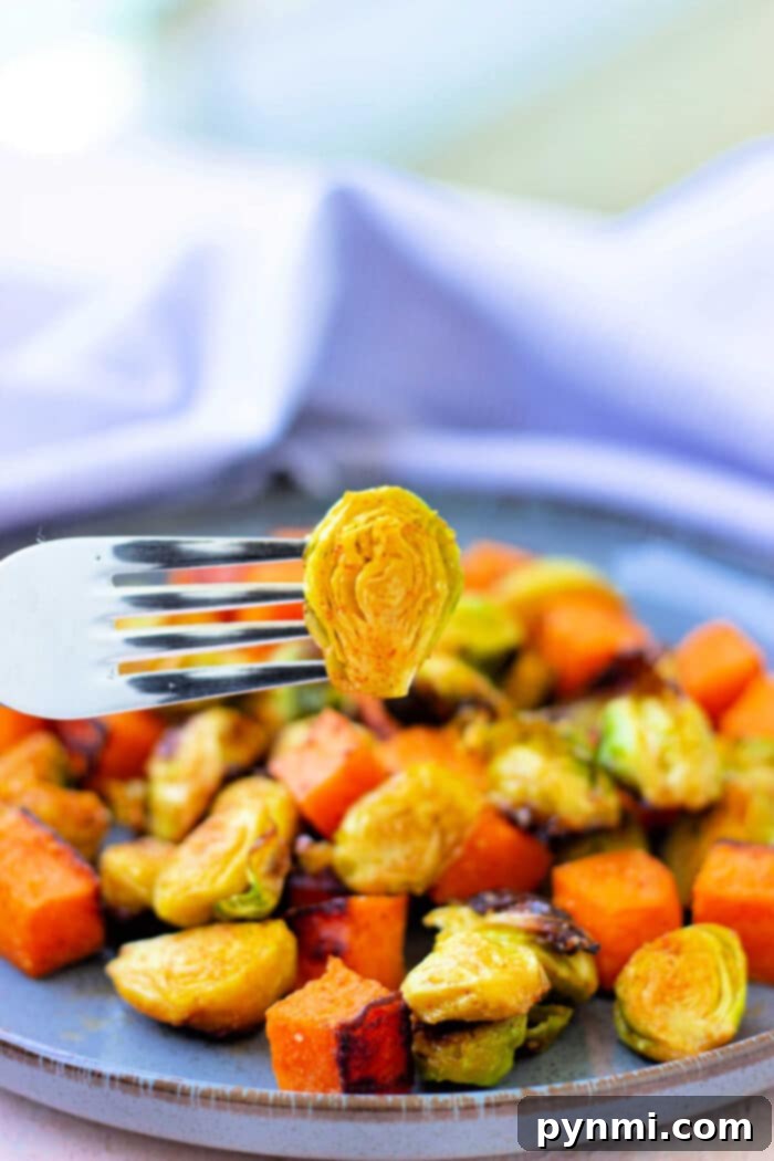 Air-Fried Sweet Potato & Brussels Perfection 2 Brussel Sprouts and Sweet Potatoes in an Air Fryer
