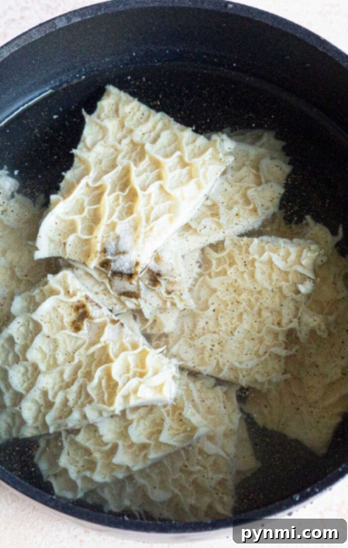 How to Clean Tripe - Tripe being rinsed