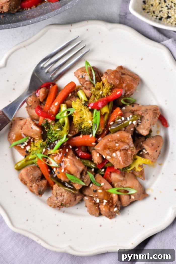 Chicken Thigh Stir Fry - A colorful stir-fry with chicken and vegetables.
