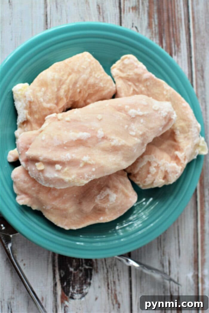 Frozen Chicken Breast - A block of frozen chicken breasts.