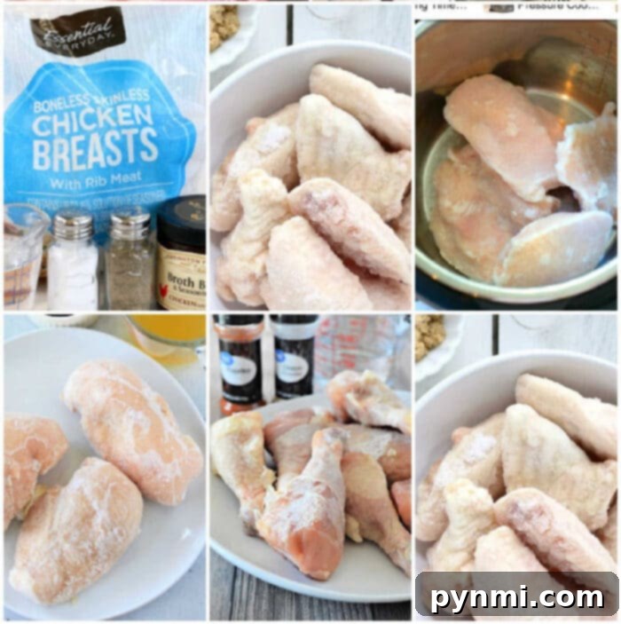 No Thaw Air Fryer Chicken 5 Various cuts of air fried frozen chicken displayed on a platter