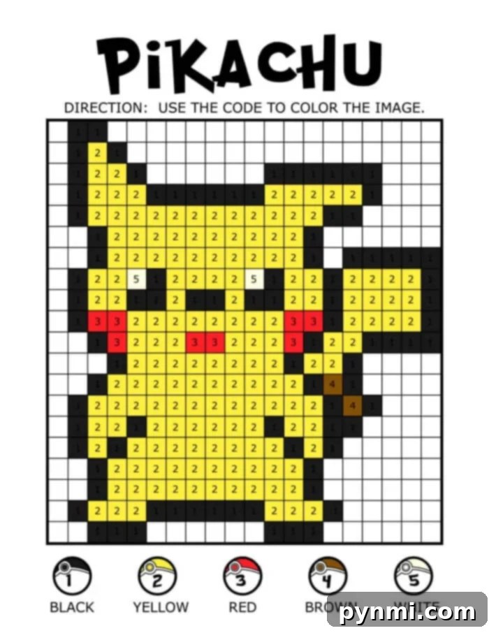 Free Pixelated Pokemon Number Coloring 2 Vibrant Pikachu Pokemon Pixel Art Printable