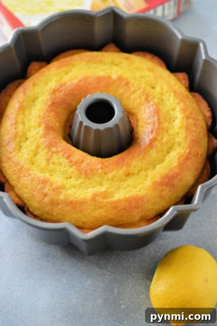 Cake Mix Lemon Bundt Cake - A beautifully decorated lemon bundt cake made from a cake mix, showcasing its elegance.
