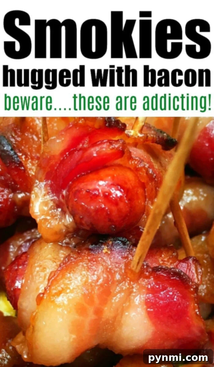 Golden Bacon Bites 2 Delicious bacon wrapped smokies caramelized with brown sugar, perfect for parties and gatherings.