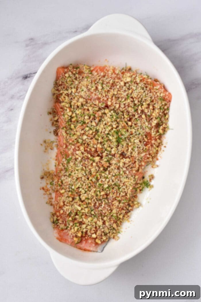 Crispy Almond Salmon Fillet 4 Baked Salmon with Almond Crust and Fresh Herbs