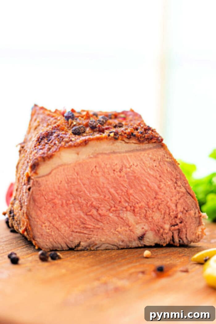 Achieving the Perfect New York Strip Roast 2 New York Strip Roast ready to be served