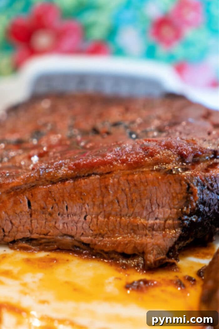 Perfectly Cooked Crockpot Brisket Ready to Slice or Shred