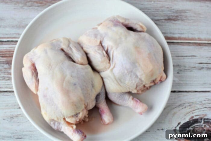 Effortless Slow Cooker Cornish Hens 3 Close-up of Cornish hens in a slow cooker, seasoned and ready for cooking.