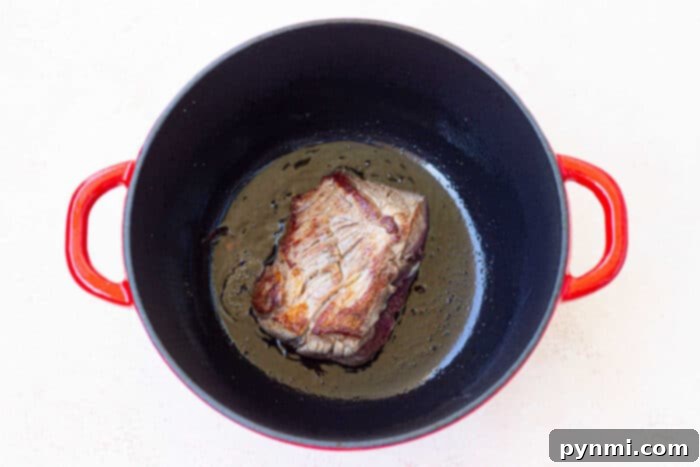 Perfect Oven Roasted Eye of Round 6 beef in dutch oven