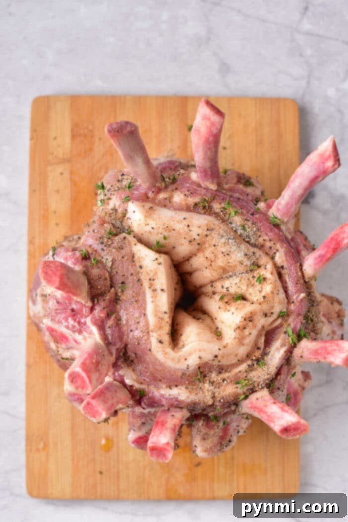 Crown of Pork prepared with fresh herbs