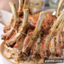 A beautifully cooked crown roast of pork, tied elegantly with string, graces a white plate—a feast-worthy centerpiece from the finest crown roast of pork recipe.