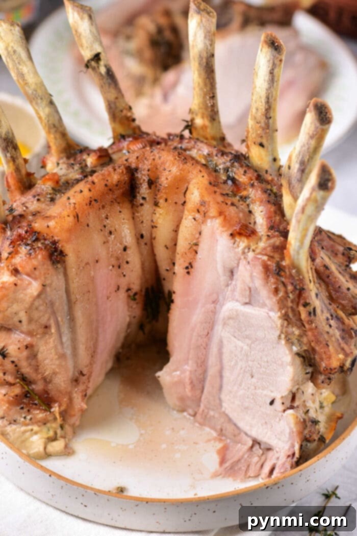 Baked Crown Roast Recipe, showcasing the final dish on a platter