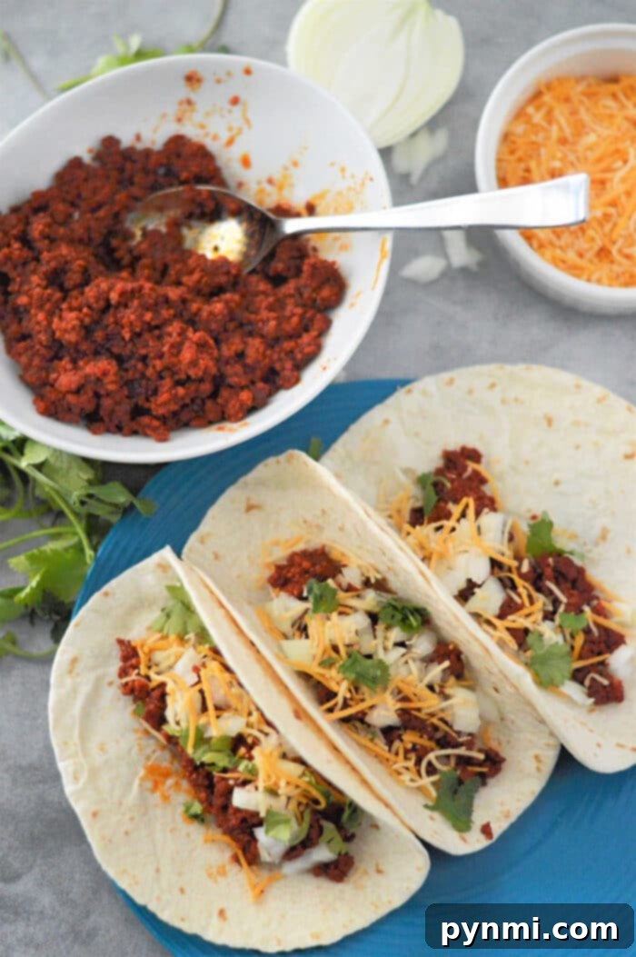 A vibrant and appetizing Chorizo Taco Recipe spread, showing perfectly cooked chorizo in tortillas with fresh toppings.