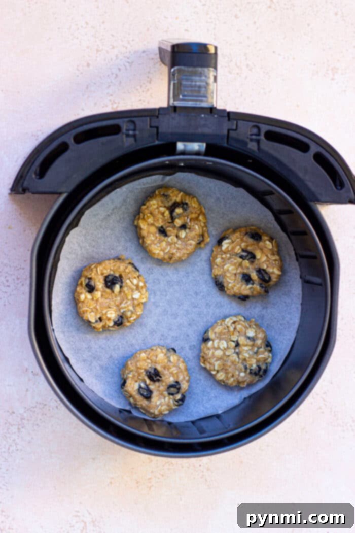 Delicious air fryer oatmeal raisin cookies with a perfect golden crust.