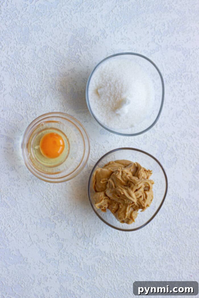 Golden Air Fryer Peanut Butter Delights 3 Three golden brown 3-ingredient peanut butter cookies with criss-cross fork marks, ready to be enjoyed.