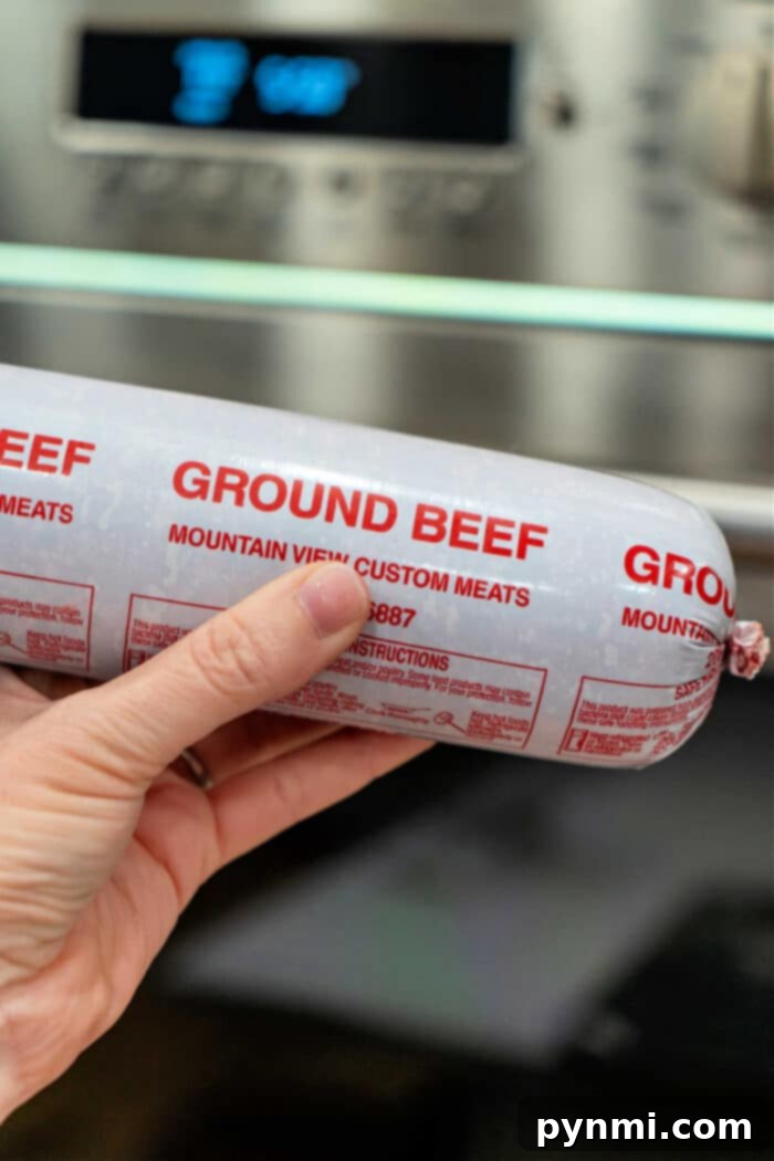 Mastering Ground Beef in Your Oven 2 Ground Beef in Oven on a sheet pan, ready for cooking