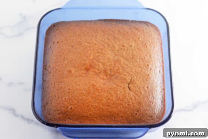 Golden Pumpkin Delight 7 dairy free pumpkin cake - A tantalizing close-up of the perfectly baked pumpkin crazy cake, revealing its smooth, golden surface before frosting.